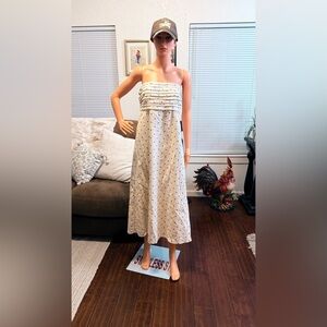 Abercrombie & Fitch Strapless Brown and Cream Polka Dot Dress